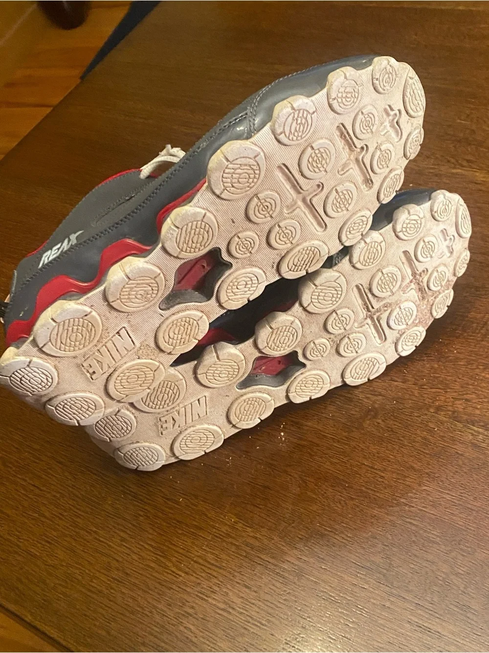 Nike Reax men’s size 8 Gray and red Athletic Sneakers with White Laces